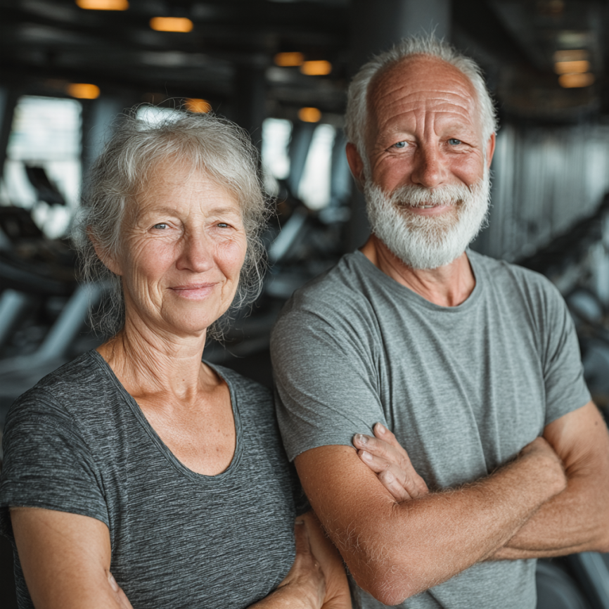 Активні літні люди займаються фітнесом